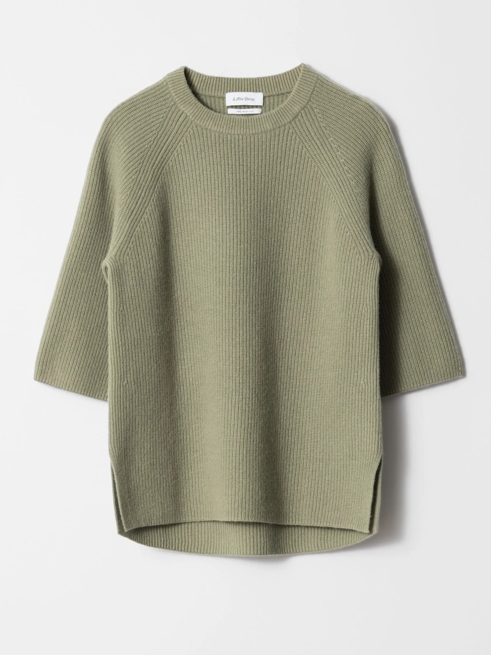 & Other Stories Olive Green Merino Wool Ribbed Sweater